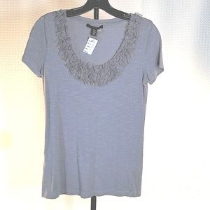 Kenneth Cole short sleeve crew neck blouse shirt Gray M
